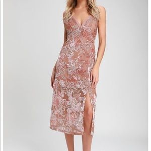 Katrin mauve burnout velvet floral slip dress